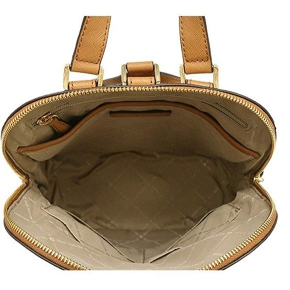 Michael Kors Cream and Tan MK Signature Backpack